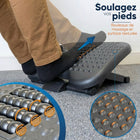 ShoppingAll - Repose-pieds ergonomique sous le bureau avec rouleau de massage, réglable sur 3 niveaux de hauteur - noir-Équipé d'une surface texturée et de rouleaux de massage centraux qui stimulent les terminaisons nerveuses de vos pieds, aidant à soulager le stress et à améliorer la circulation sanguine pendant que vous travaillez.