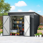 Outsunny - Abri de jardin extérieur 7,5 pi x 4,3 pi, avec portes verrouillables, gris foncé-L'intérieur spacieux permet de ranger facilement outils, vélos et équipements de jardin 
