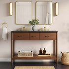 Modway - Zaire 48" Meuble de salle de bain à double lavabo - Noir noyer-Tirs de poignée en métal