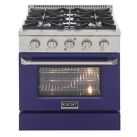 Kucht - 30 po Série KDF Cuisinière Pro Style au gaz naturel - Acier inoxydable/Bleu-Four à convection extra-large de 4,2 pi³ avec configuration à 5 grilles et grande fenêtre de four pour une visibilité accrue et une cuisson polyvalente