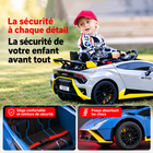 Gyrocopters - Voiture électrique pour enfants sous licence Lamborghini - Double moteur 12 V - Avec musique et télécommande - Gris-La capacité de charge est de 66 lb (35 kg)