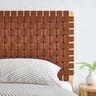 Modway - Sparta Tissage Cuir végane Tête de lit jumelée, Brun naturel-Tressage de panier en cuir végane