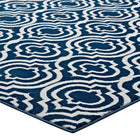 Modway - Frame Treillis marocain de transition Tapis de 5 pi l x 8 pi L - Bleu morcoccan et ivoire-Résistant aux taches / Facile à nettoyer