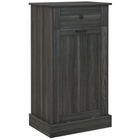 HOMCOM - Buffet bas à poubelle basculante 10 gallons avec bac caché et tiroir - gris charbon-Porte à ouverture inclinée pour une ouverture facile d'une seule main et un accès pratique à la poubelle 