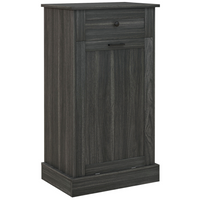 HOMCOM - Buffet bas à poubelle basculante 10 gallons avec bac caché et tiroir - gris charbon-Porte à ouverture inclinée pour une ouverture facile d'une seule main et un accès pratique à la poubelle 