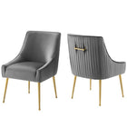 Modway - Discern Dos plissé Velours Performance Rembourré Chaise à manger Ensemble de 2 - Gris-Ensemble de 2 chaises pour salle à manger ou d’accent