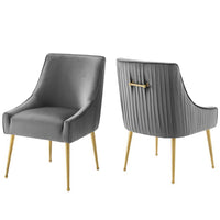 Modway - Discern Dos plissé Velours Performance Rembourré Chaise à manger Ensemble de 2 - Gris-Ensemble de 2 chaises pour salle à manger ou d’accent
