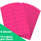 JAM Paper Étiquettes postales, 1 1/3 x 4 po, rose néon, 252/paquet-Rose néon