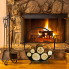 Outsunny - Porte-bûches 16 po courbé pour cheminée- panier de rangement à bois avec poignée flexible-La conception surélevée permet à l’air de circuler pour garder le bois sec 