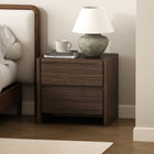 Manhattan Comfort - Linda 24" Table de nuit moderne à 2 tiroirs - Noyer brun-Comprend 2 tiroirs spacieux avec extension à 75 %