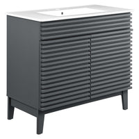 Modway - Render 36" Vanette de salle de bain - Gris blanc-Vanité moderne du milieu du siècle