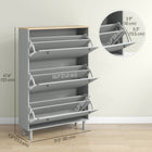 HOMCOM - Armoire à chaussures avec 3 tiroirs rabattables pour 24 paires - gris-Design compact adapté aux petits espaces 