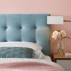 Modway - Lily Biscuit Touffé Performance Velvet Tête de lit Queen, Bleu clair-Touffe élégante de biscuits