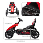 Aosom - Go-kart à pédales pour enfants avec essieu oscillant, siège réglable - rouge-Bénéficiez d’un contrôle et d’une maniabilité optimale avec le frein à main, les fonctions avant et arrière 
