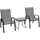 Outsunny - Ensemble bistro de patio 3 pièces avec chaises empilables et table-Ensemble de 3 pièces au design compact pour les petits balcons 
