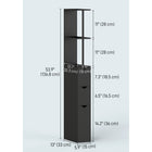 HOMCOM - Armoire de salle de bain étroite avec tiroir et étagères ouvertes - noir-Idéal pour ranger les serviettes, les articles de toilette et autres nécessités de la salle de bain   