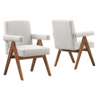Modway - Lyra Tissu Chaise de salle à manger Ensemble de 2 - Tissu ivoire-Conception ergonomique pour le confort