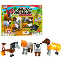 Popular Playthings - Véhicules magnétiques mélanger ou assortir - Animaux de ferme-Jouets magnétiques : Assemblez un puzzle d'animaux amusant lorsque vous associez les pièces par couleur ou construisez quelque chose d'amusant pour créer un mélange idiot comme un chien de vache ou un cheval de mouton !