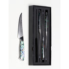 Minimal - Ensemble de couteaux à steak Damascus TransShell de 4 pièces, service pour 4 personnes-Poignées élégantes uniques au design ergonomiquees
