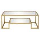 Hudson&Canal - Table basse rectangulaire Athena 45" L - Laiton-Dispose d'étagères en verre trempé
