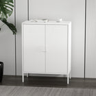 Manhattan Comfort - Naomi 31,5 po Buffet d’Appoint Moderne - Blanc-Comprend 2 portes métalliques standard avec aérations et poignées métalliques verticales