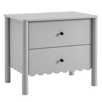 Modway - Emmeline À 2 tiroirs festonnés Table de chevet, Gris clair-Tiroirs à glissement complet