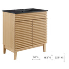 Modway - Render 30" Vanette de salle de bain - Noir de chêne-Étagère de rangement réglable