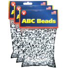 Hygloss - Perles ABC - Noir et Blanc - 3 paquets de 300-Avoir des lettres de l'alphabet en relief des deux côtés de la perle