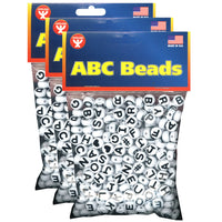 Hygloss - Perles ABC - Noir et Blanc - 3 paquets de 300-Avoir des lettres de l'alphabet en relief des deux côtés de la perle