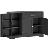 HOMCOM - Buffet moderne 44 po avec tiroir et étagères latérales de rangement - noir-Un plateau spacieux, un grand tiroir et deux armoires gardent vos essentiels de salle à manger organisés 