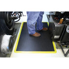Edgewood - Tapis à Bulles Sûreté Anti-Fatigue Léger Avec Formes de Dôme - 3 pi l x 4 pi L x 5/8 po P - Noir/Jaune-Bordures intégrées