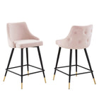 Modway - Adorn Performance Velvet Tabouret de comptoir - Rose - Ensemble de 2-Tabouret de comptoir vintage moderne