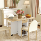 HOMCOM - Table à manger pliante à abattant avec tiroir et étagères de rangement pour 4-6 personnes - chêne-Le grand plateau offre suffisamment d'espace pour accueillir jusqu'à quatre personnes 