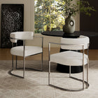 Modway - Huron Dos courbé Tissu et métal Chaise d’accent pour salle à manger - Crème d’argent-Glissières de plancher ajustables non marquées