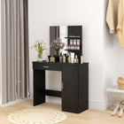 HOMCOM - Coiffeuse avec miroir et étagères - 35,4 po L x 15 po l x 54,3 po H - noir-Étagères réglables à l'intérieur de l'armoire pour différents besoins de rangement 