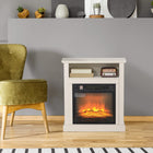 HOMCOM - Foyer électrique 27 po avec manteau et télécommande, blanc-Trois intensités de flamme offrent une ambiance variable  
