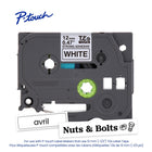 Brother - Ruban adhésif très résistant authentique pour étiqueteuses P-touch - 12 mm de largeur - blanc avec texte noir-Se fixe même sur les surfaces les plus difficiles comme les textures inégales et rugueuses, les métaux et plastiques peints glissants, les articles exposés à des environnements extrêmes et bien d'autres encore, et ne laisse aucun résidu