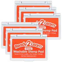 Ready 2 Learn - Tampon encreur lavable - Orange - Paquet de 6-Un temps artistique sans désordre : l'encre de ce tampon encreur nettoie la peau avec de l'eau et du savon, ce qui rend le nettoyage rapide et facile.