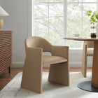 Modway - Talia Performance Velvet Fauteuil à manger - Taupe-Larges accoudoirs angulaires