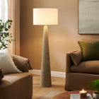 Modway - Saylor Nervures sculptées Bois Lampe sur pied avec abat-jour, Gris blanc-Pédale pour une utilisation facile
