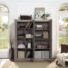 Manhattan Comfort - Hopkins 59,22 po Ensemble Moderne 2 Pièces avec 11 Étagères de Rangement - Gris-Base de balai avec patins en feutre non marquants