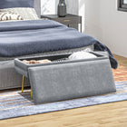 HOMCOM - Banc de rangement rembourré pour bout de lit - gris foncé-Pieds solides en acier électroplaqué pour une grande stabilité et durabilité 