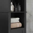 HOMCOM - Armoire de rangement haute pour salle de bain avec étagères réglables - noir-Construction en panneaux MDF et panneaux de particules pour plus de durabilité et de stabilité   