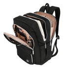 Swissdigital - Sac à dos noir platine KATY ROSE avec localisateur SDD-PORT DE CHARGE USB INTÉGRÉ - Équipé d'un port de charge USB avec conception de câble intégré, offrant un accès rapide pour charger vos appareils électroniques tels que smartphones, tablettes, Kindles et tous les autres appareils USB en déplacement tout en les utilisant en même temps.