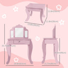 Qaba - Coiffeuse pour enfants avec tabouret, coiffeuse maquillage pour filles avec miroirs trifold, tiroir étoile - rose-3 miroirs clairs et visibles en acrylique qui ne se cassent pas facilement  
