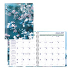 Blueline - 2027 agenda mensuel 16 mois avec reliure à double spirale – 9 1/4 po x 7 1/4 po – fleurs de cerisier – bilingue-16 mois: septembre 2026 à décembre 2027