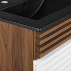 Modway - Render 24" Vanette de salle de bain - Noyer blanc Noir-Assemblée requise