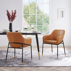 Modway - Jovi Cuir végane Chaise à manger Ensemble de 2 - Black Tan-Chaise d’accent du milieu du siècle
