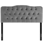 Modway - Annabel Touffe de diamant Performance Velvet Tête de lit Queen, Gris-Hauteur ajustable de 45 » à 52,5 »