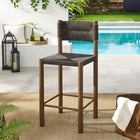 Modway - Parkland Terrasse extérieure Rotin et aluminium Tabourets de comptoir - Noyer - Ensemble de 2-Conception toutes saisons